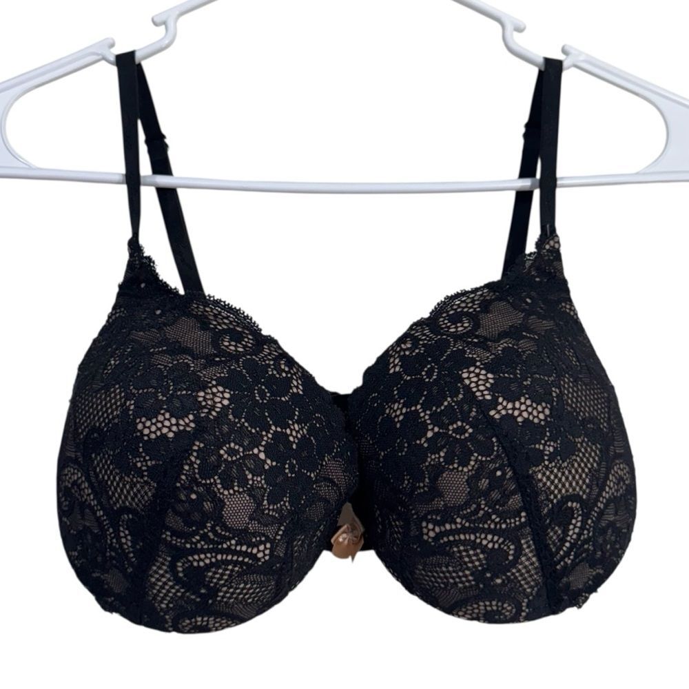 Victoria's Secret Angels 34D Black Lace Padded Push Up Bra